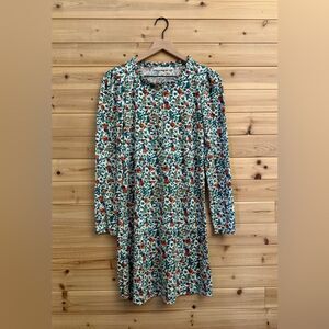 Peruvian Connection Size Small Prairie Flower Long Sleeve Ruffle Neck Dress
